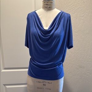 Elegant Blue Women's Top Green Envelope drape neck dolman sleeve